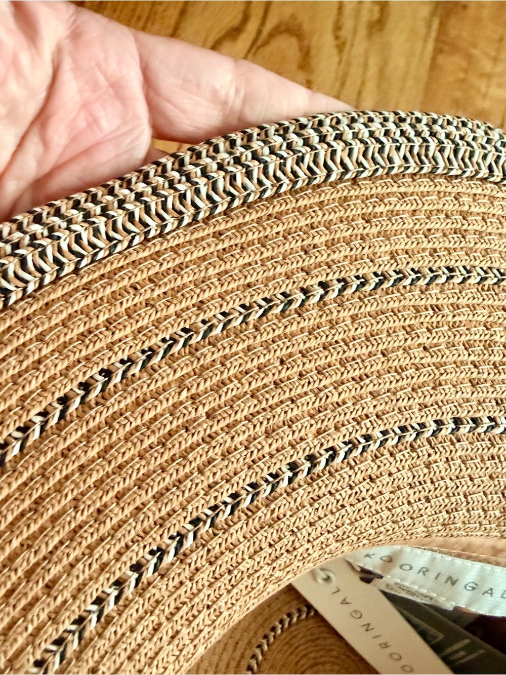 NWT Wide Brim Straw Sun SPF Hat with Black Accent Stitching - Kooringal - Picture 5 of 5